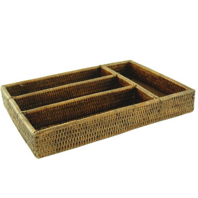 Tabuleiro de Talheres Rattan Cinza